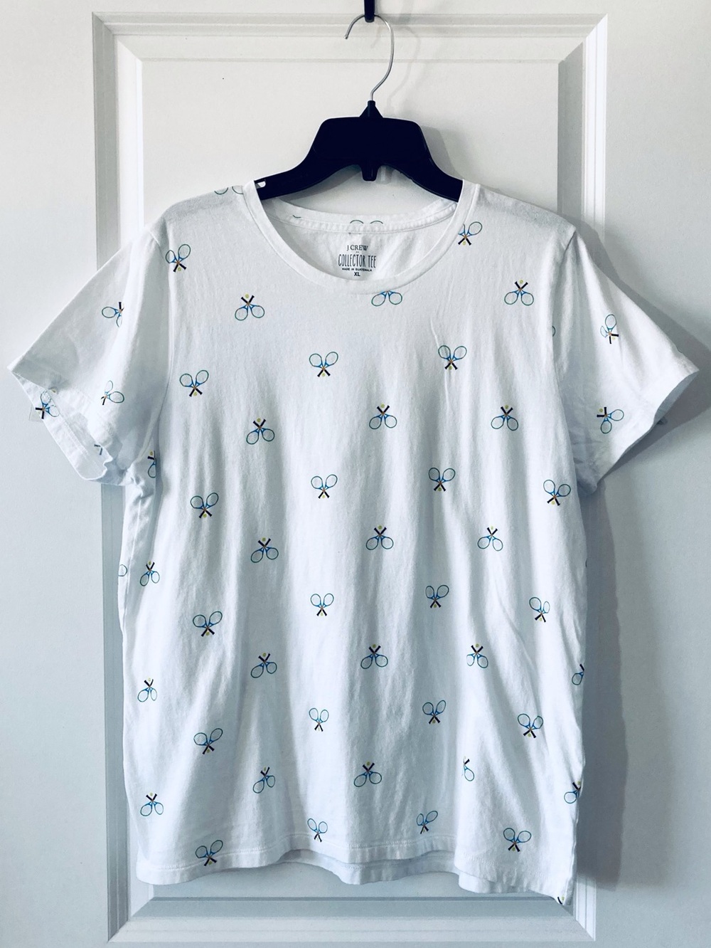 J.Crew, Tennis Racket Print Collector Tee, Women's, XL, Casual, White